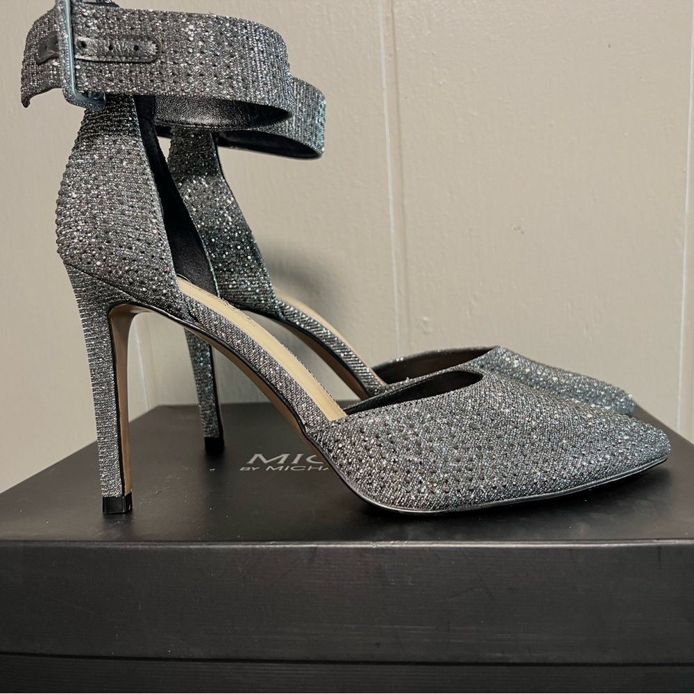 Michael Shannon Silver Glitter Stiletto Heels
